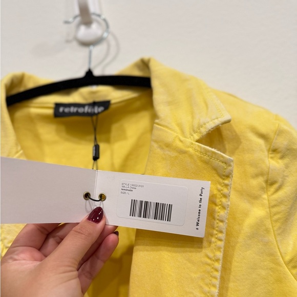 NWT Retrofete Willa Ruched Denim Mini Dress - Yellow - Picture 6 of 7